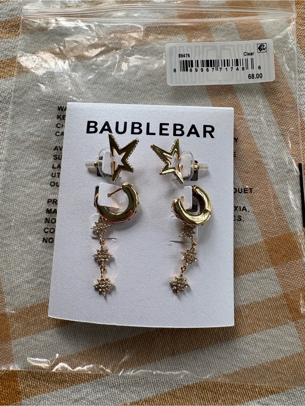 NWT BaubleBar Luna set of 3 earrings